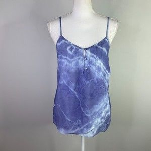 NICOLE MILLER Womens Top Size Medium Tie-dye V-neck Camisole In Blue Tiedi Silk
